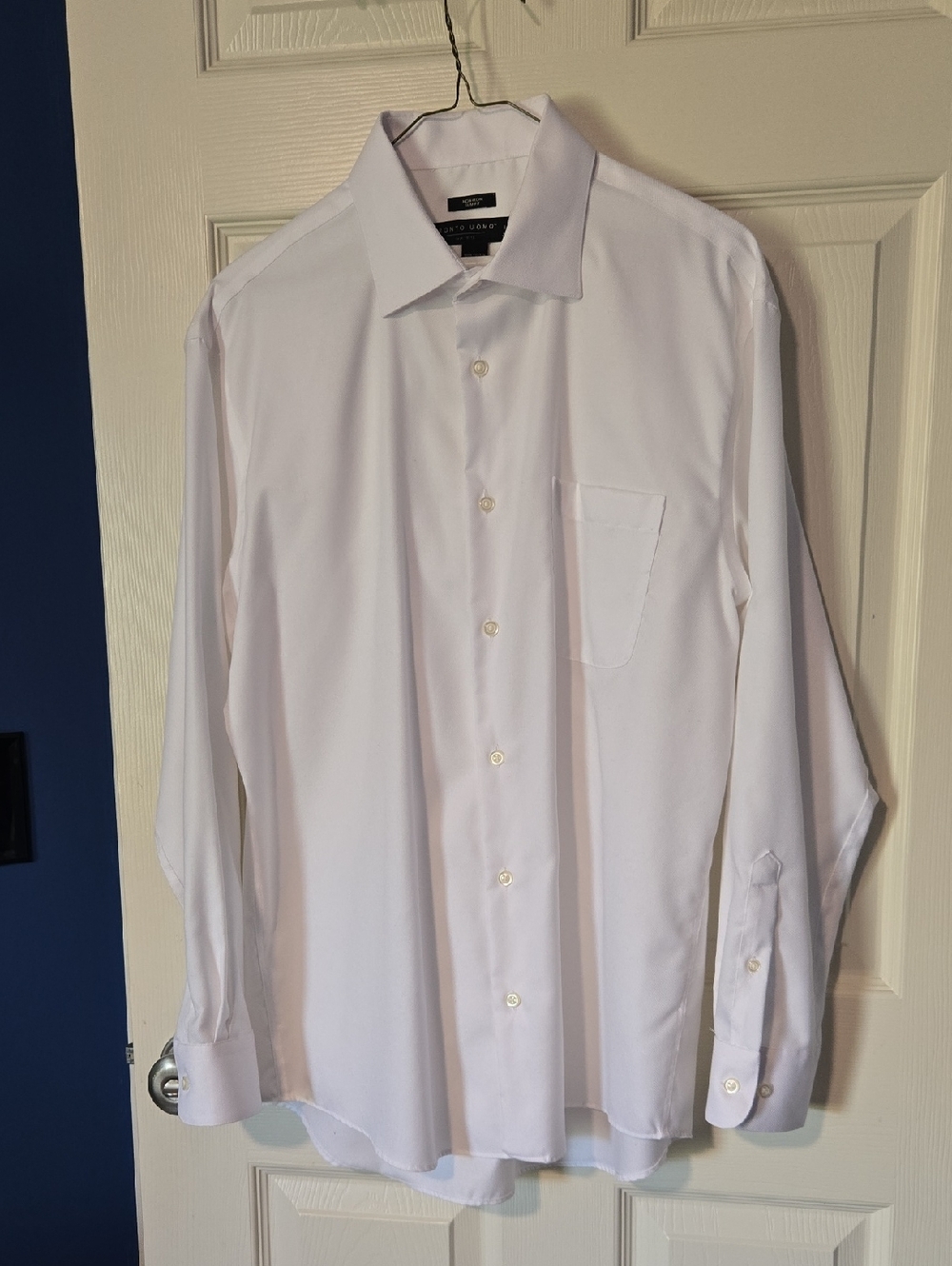 Pronto Uomo White Long Sleeve Dress Shirt with Chest Pocket